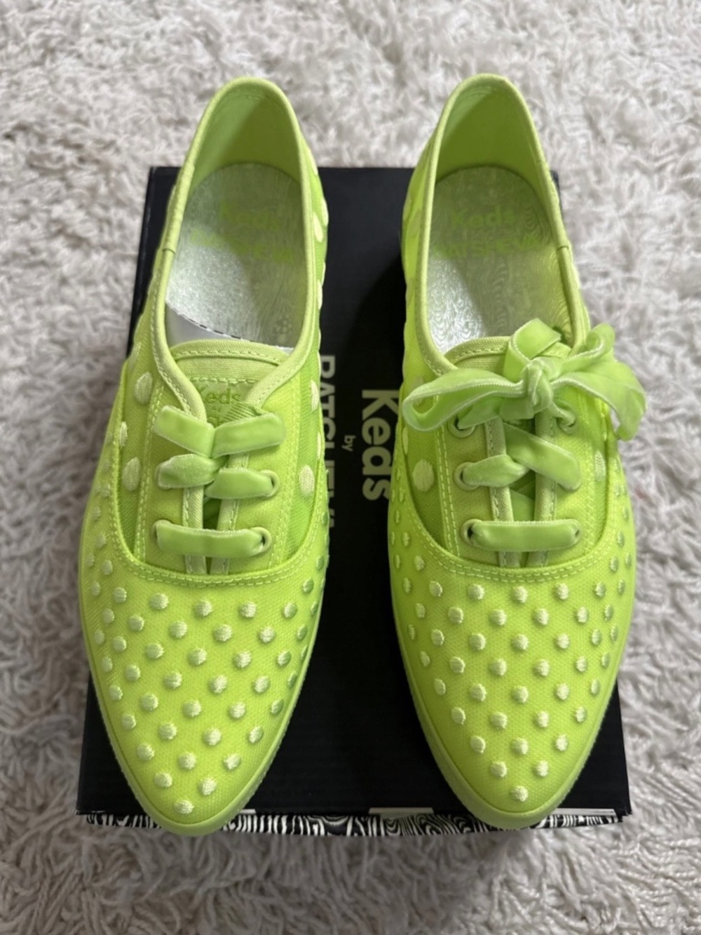 Batsheva X Keds 8M Polka Dot Point Mesh Sneakers Lime Green Platforms Womens